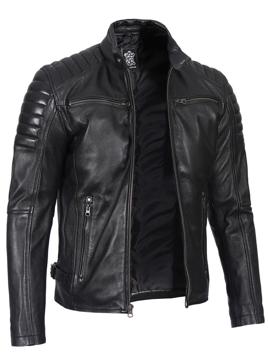 Mens Black Real Leather Jacket