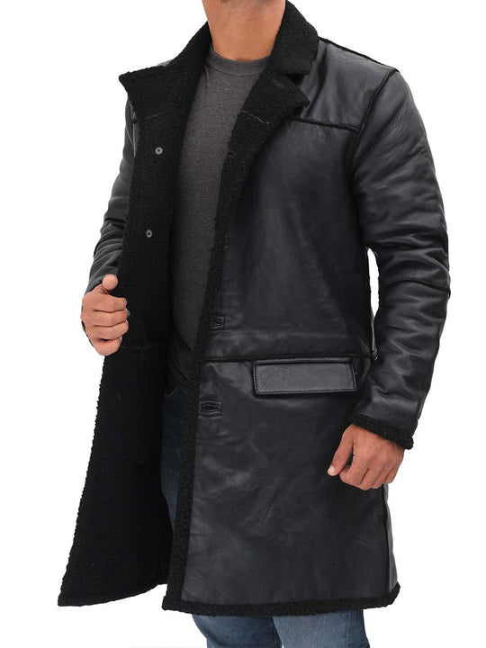 black shearling leather jacket