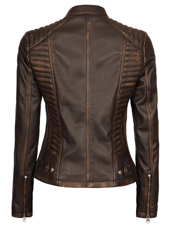 Womens Ruboff Brown Leather Jacket