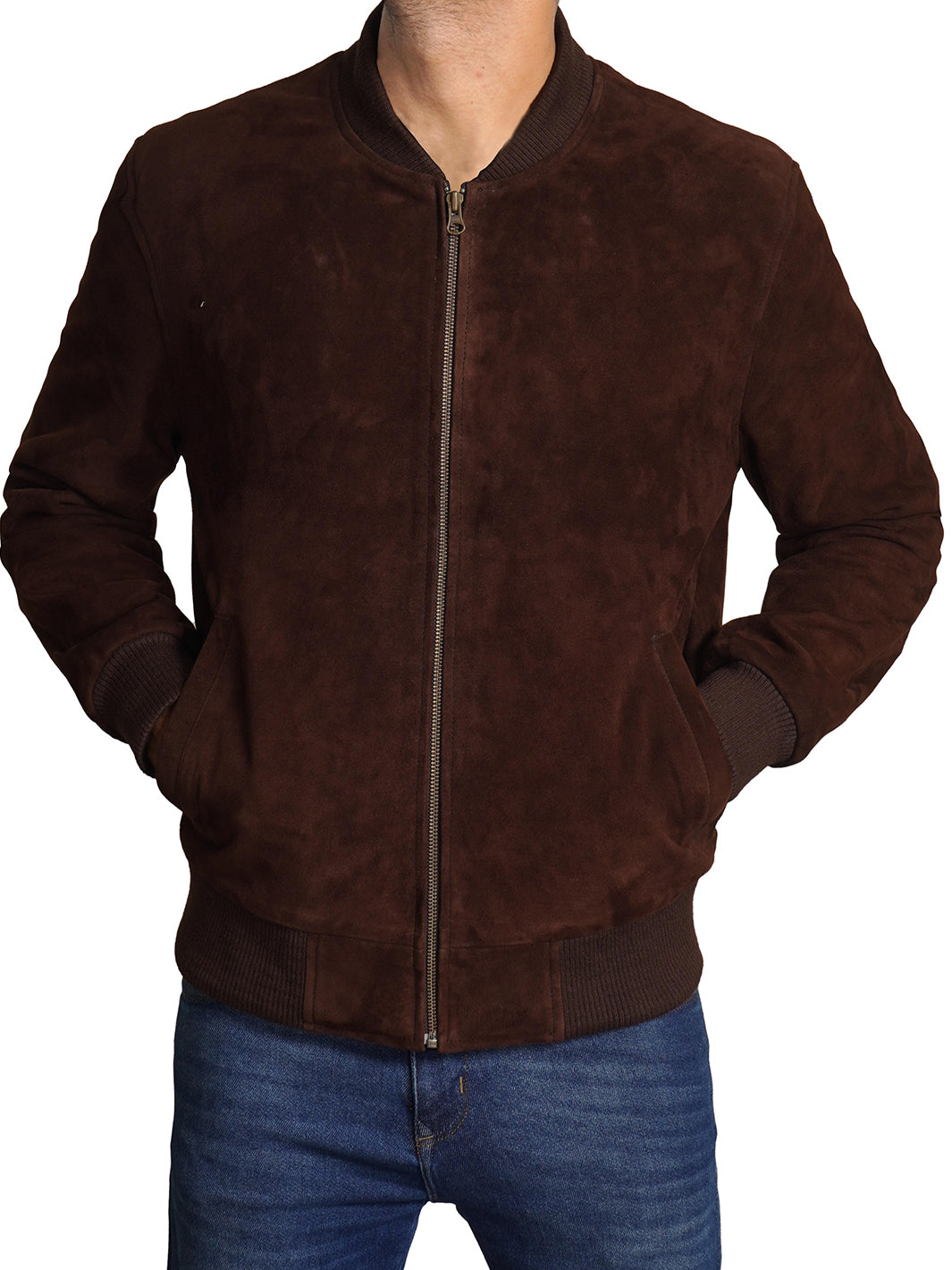 Mens Suede bomber Leather Jacker