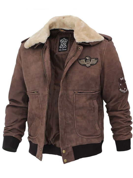 Bomber Brown Suede Leather Jacket