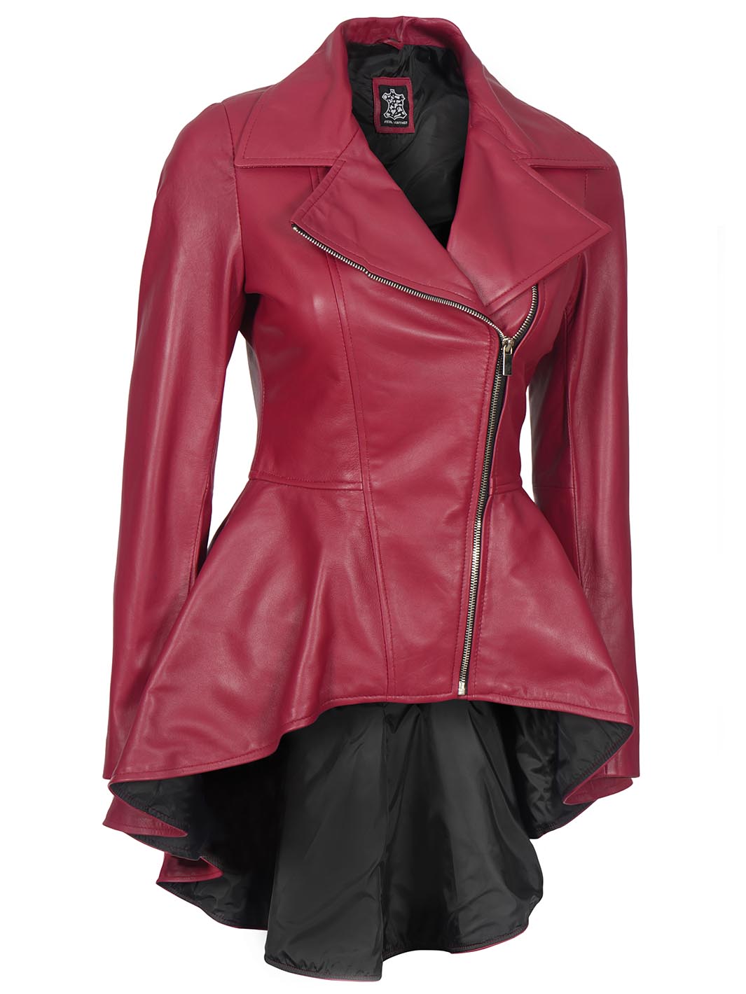Pink Asymmetrical Womens Biker Leather Jacket