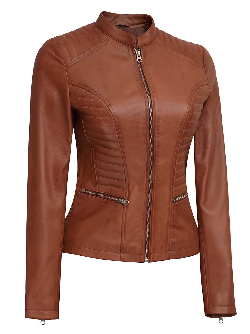 Rachel Womens Cognac Leather Jacket