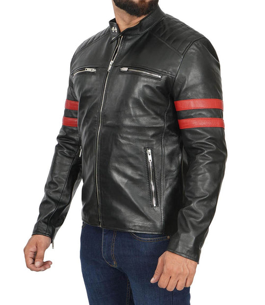 Black biker Leather Jacket for Mens 