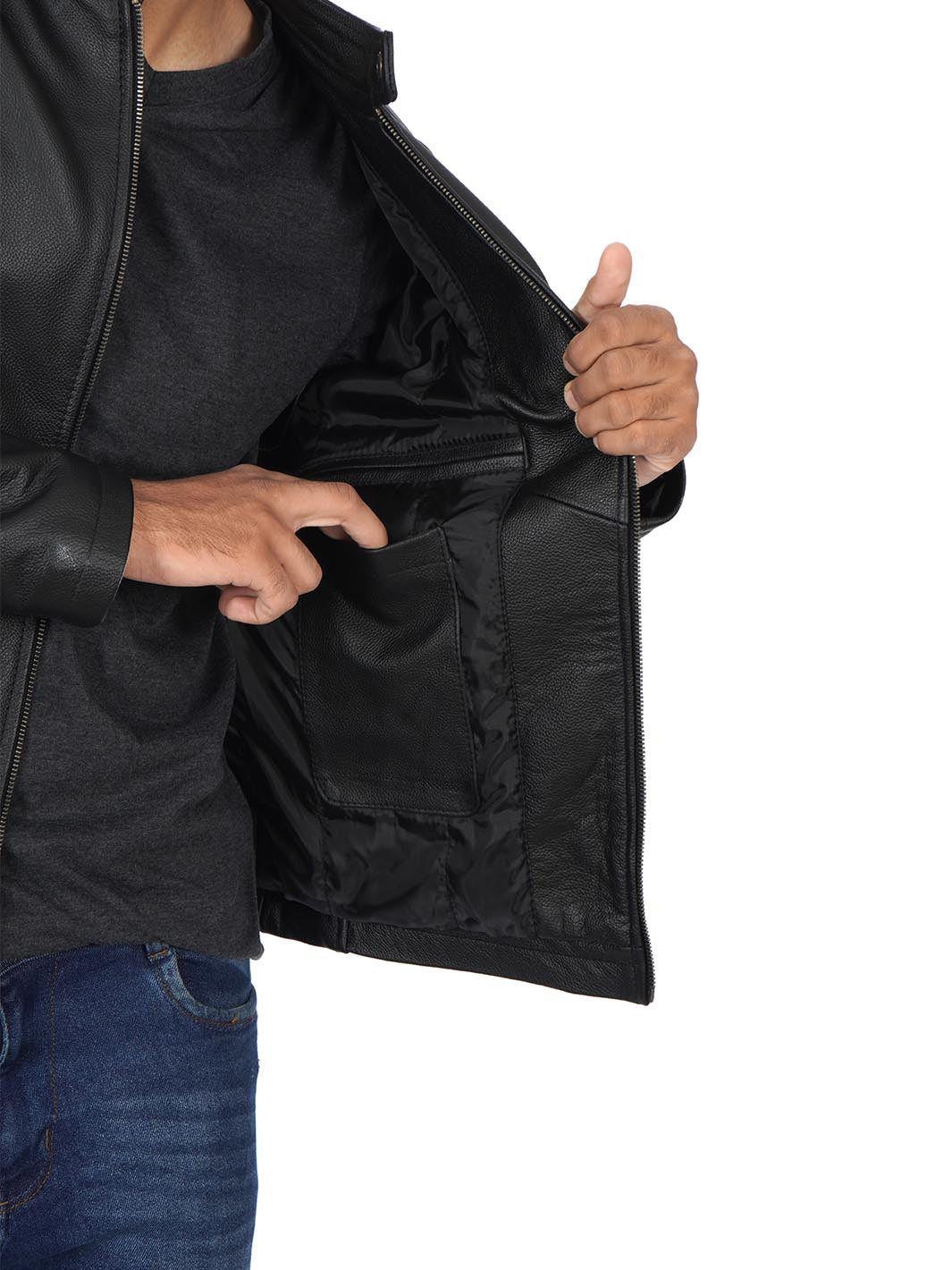 Ricardo Cow Hide Mens Black Leather Jacket