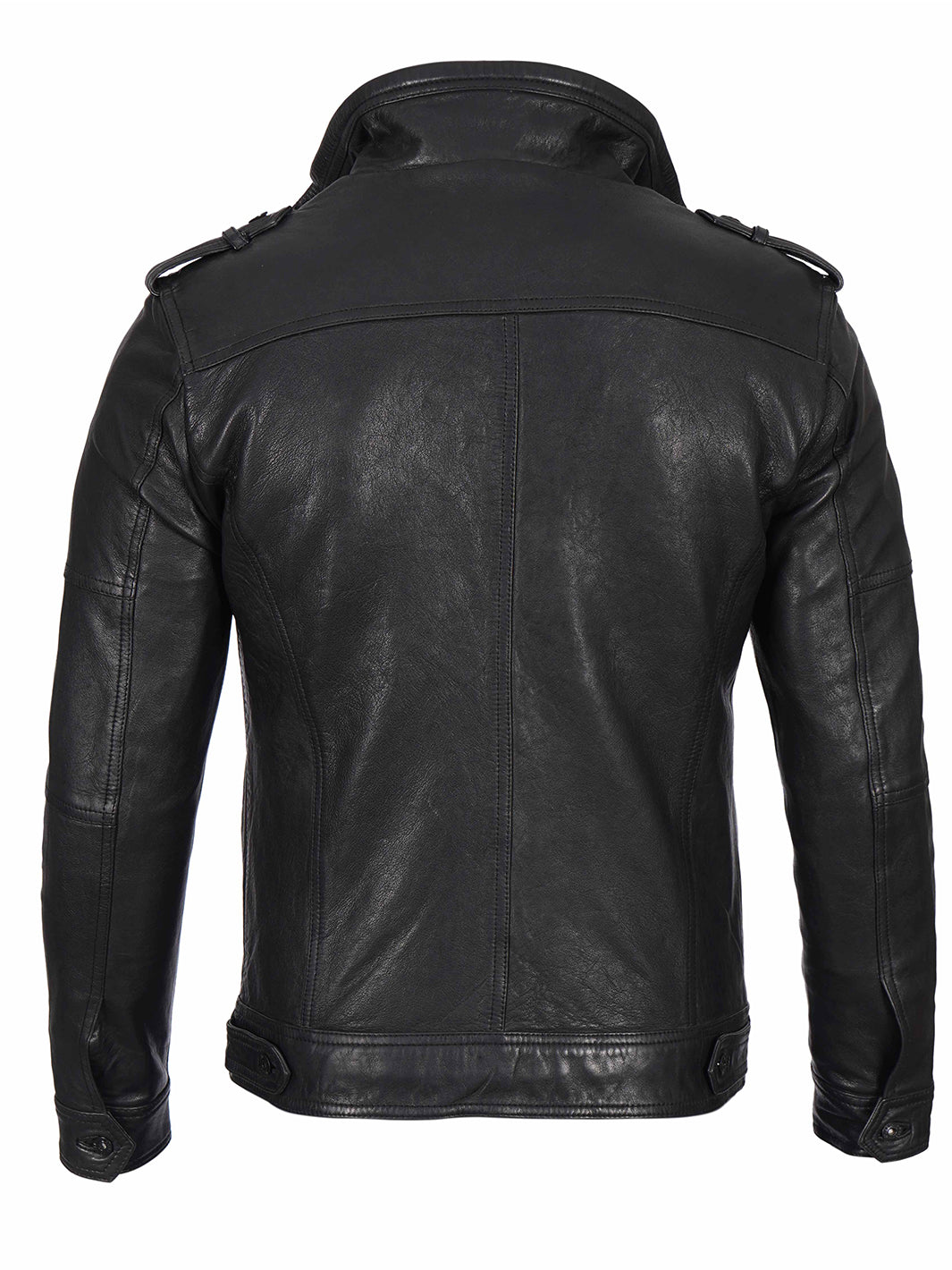 Mens Black Cafe Racer Leather Jacket