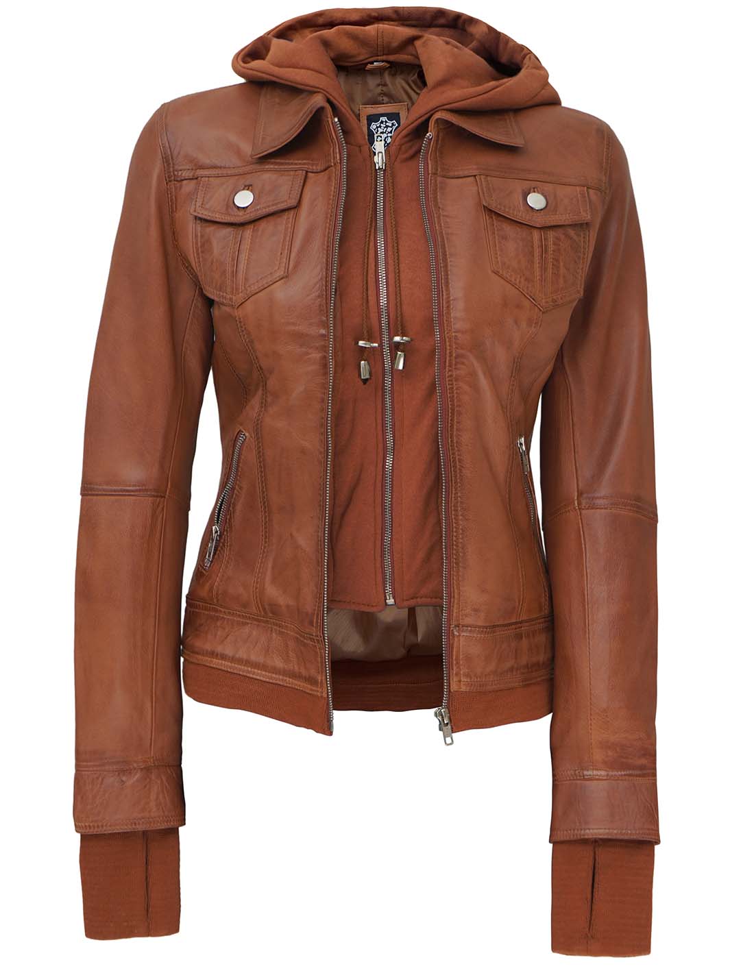 Tralee Womens Tan Wax Bomber leather jacket for women