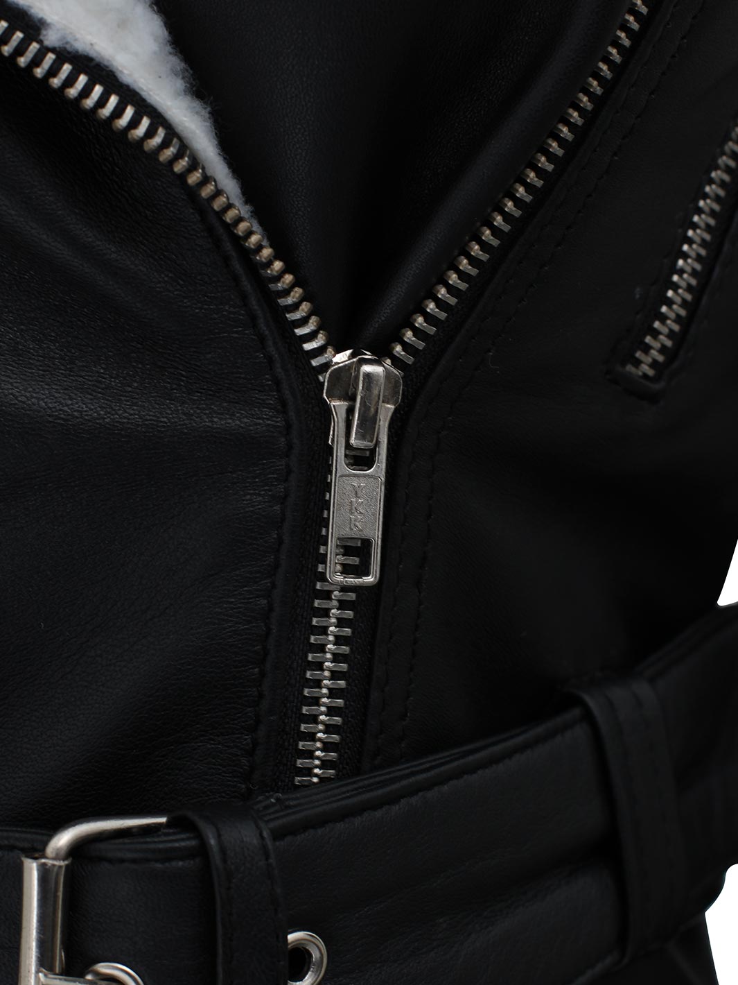  shearling leather jacket black