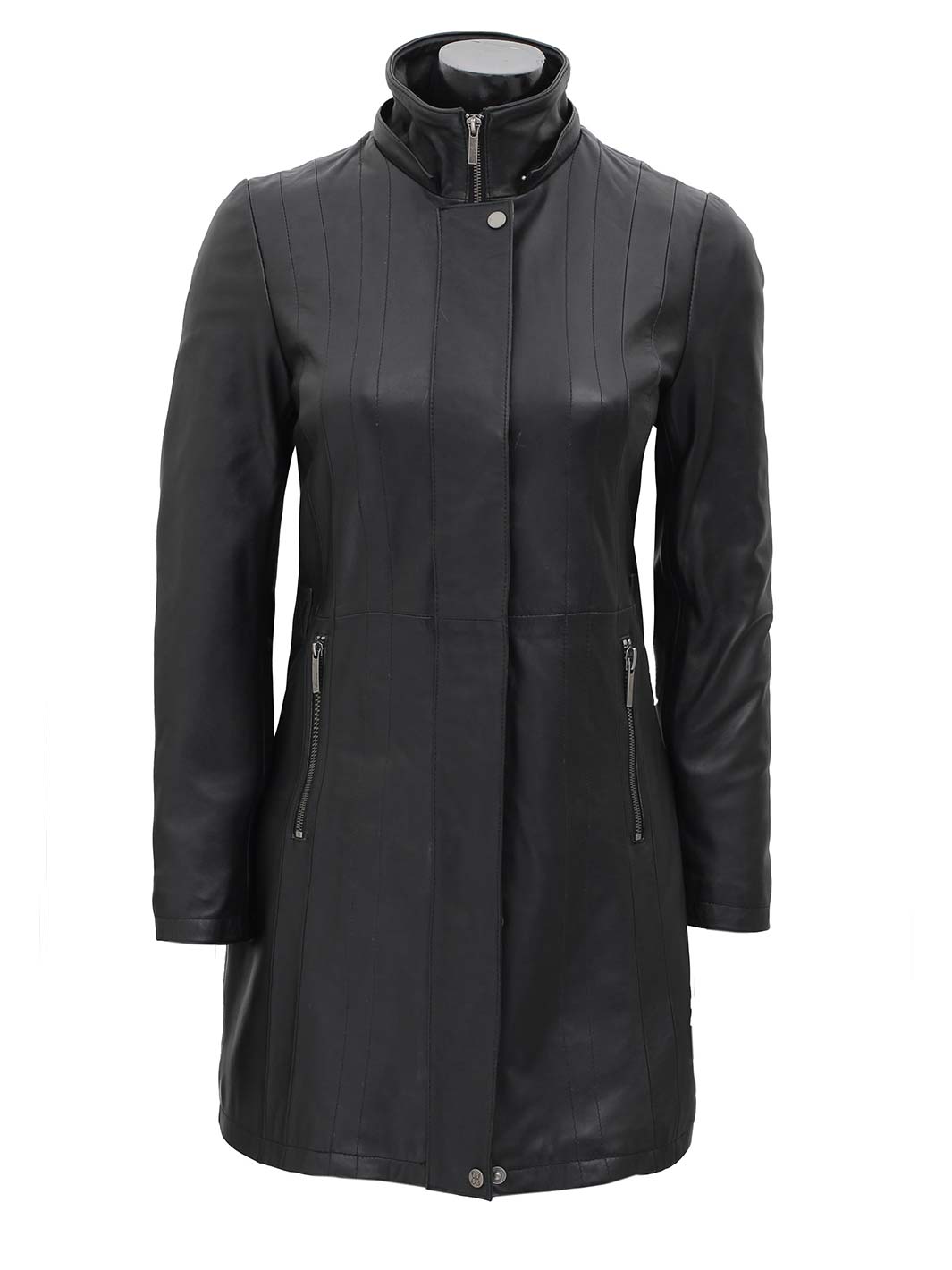 Women Black Shearling Leather Coat