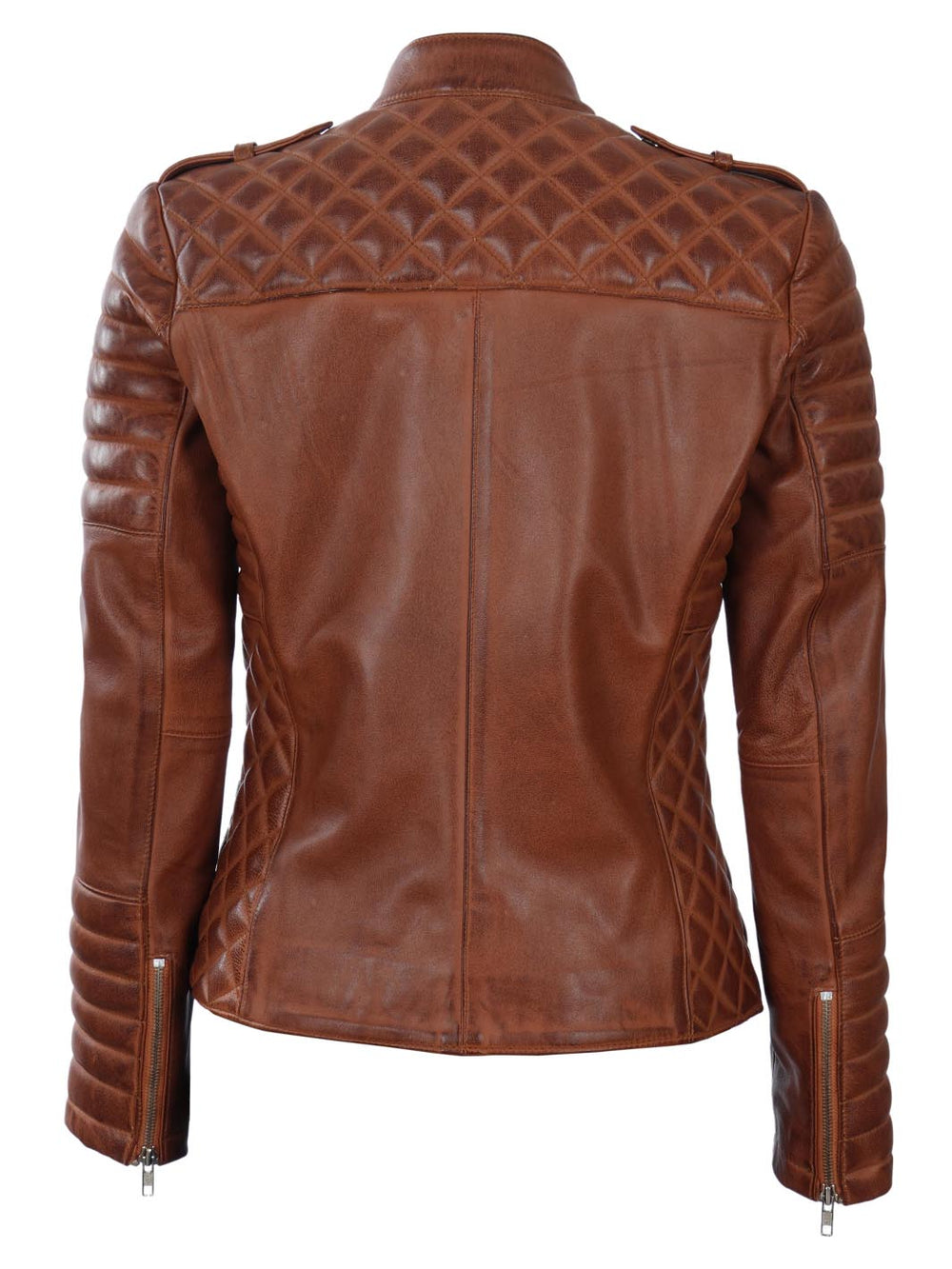 Jannie Women Cognac Wax  Leather Jacket
