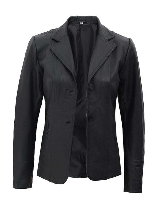 Surrey Women's Black Leather Blazer Jacket