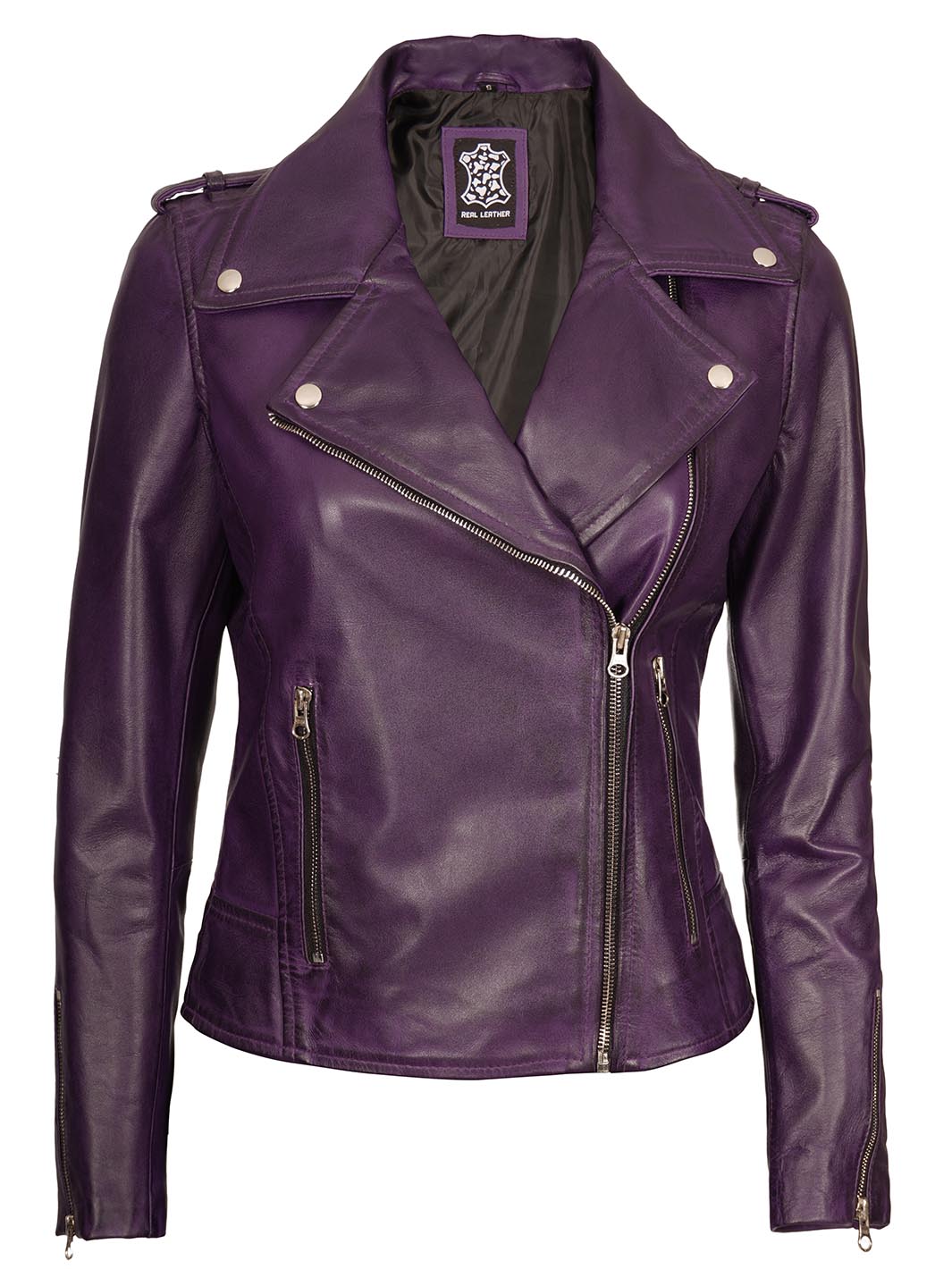 Womens Asymmetrical Biker Leather Jacket