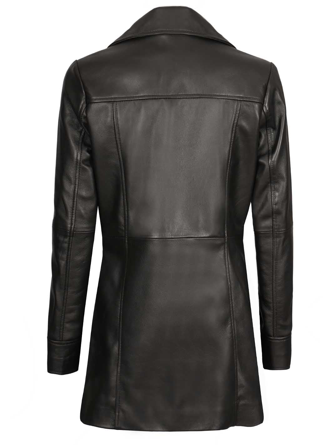 Womens Leather Black Coat