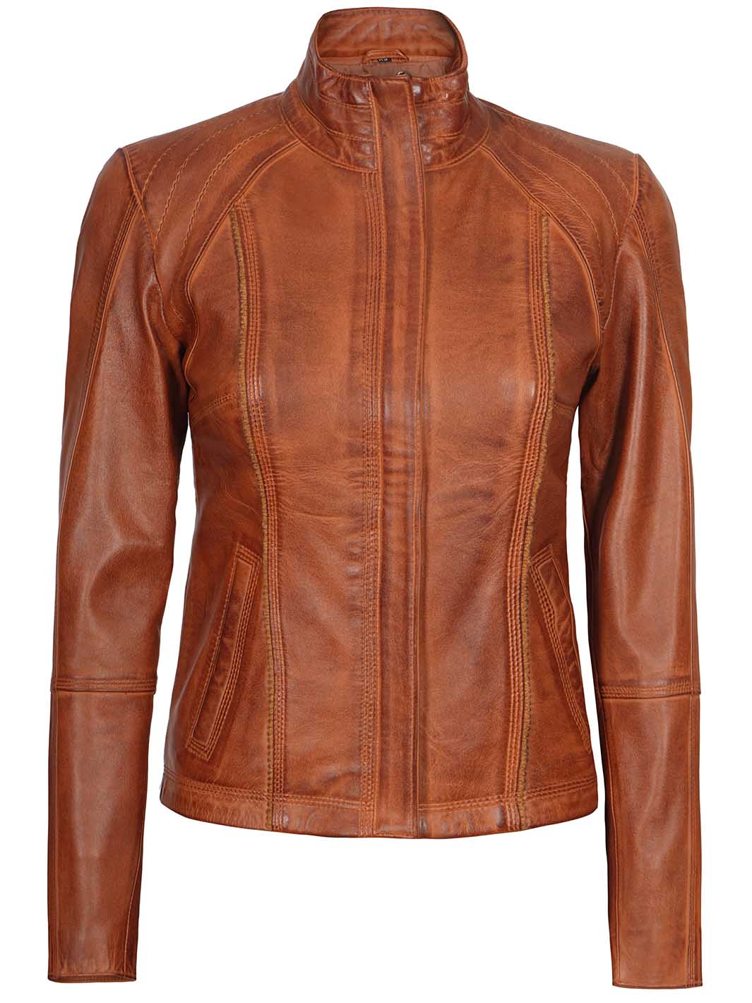 Womens Cognac Leather Jacket