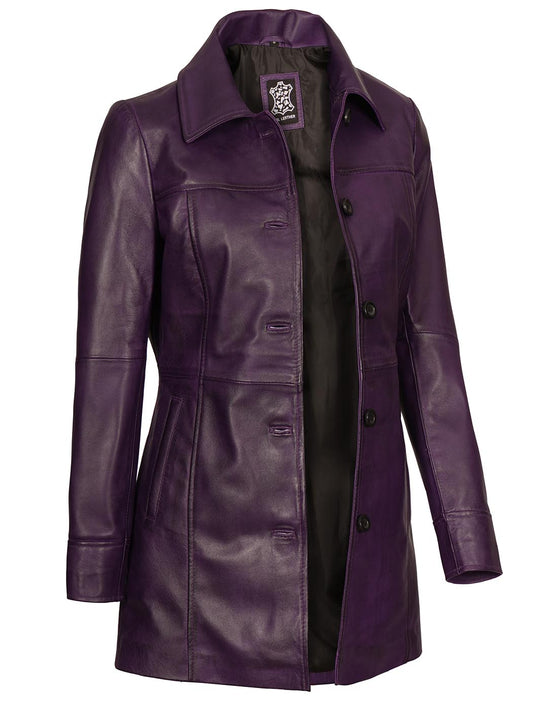 Womens Purple Leather Jacket