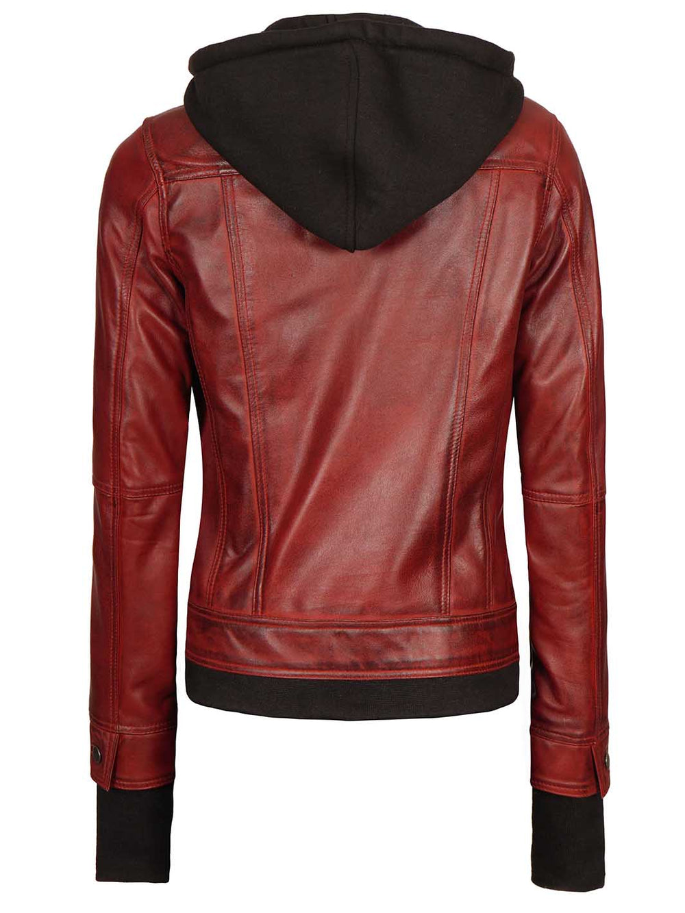 maroon Leather Jacket  with hood