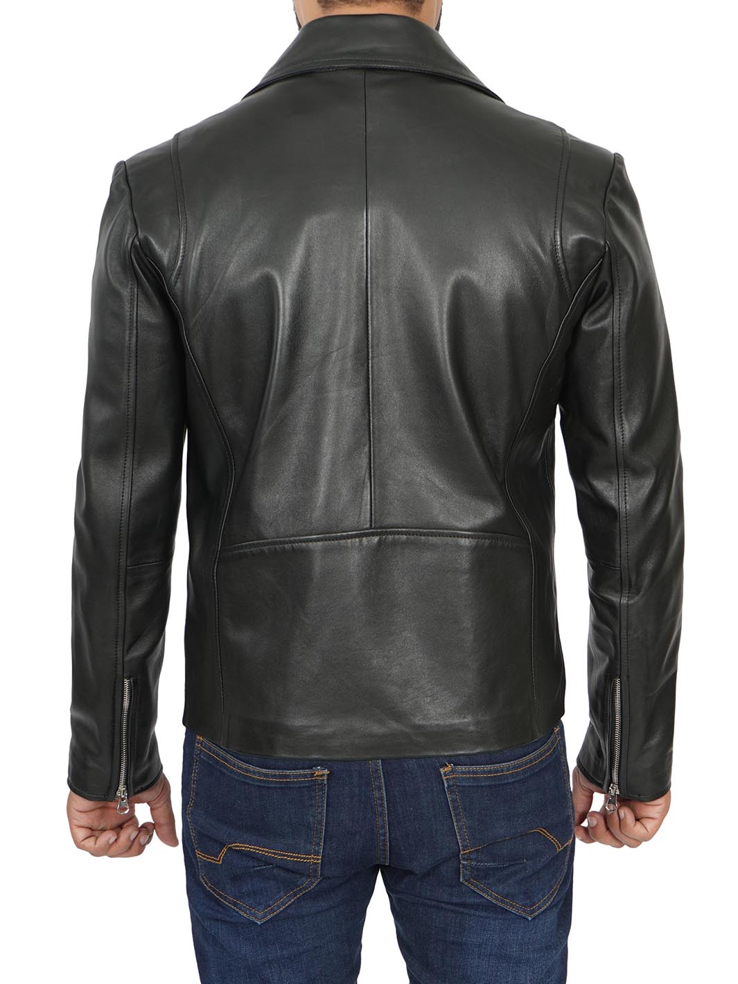 black mens biker leather jacket