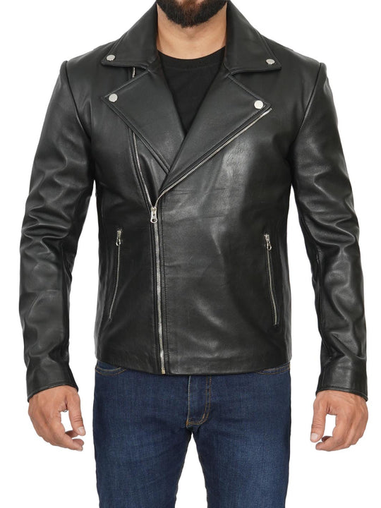 black motorcycle leather jacket