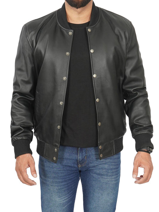 bomber leather jacket mens