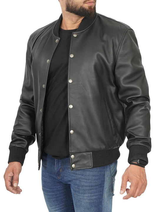bomber style leather jacket