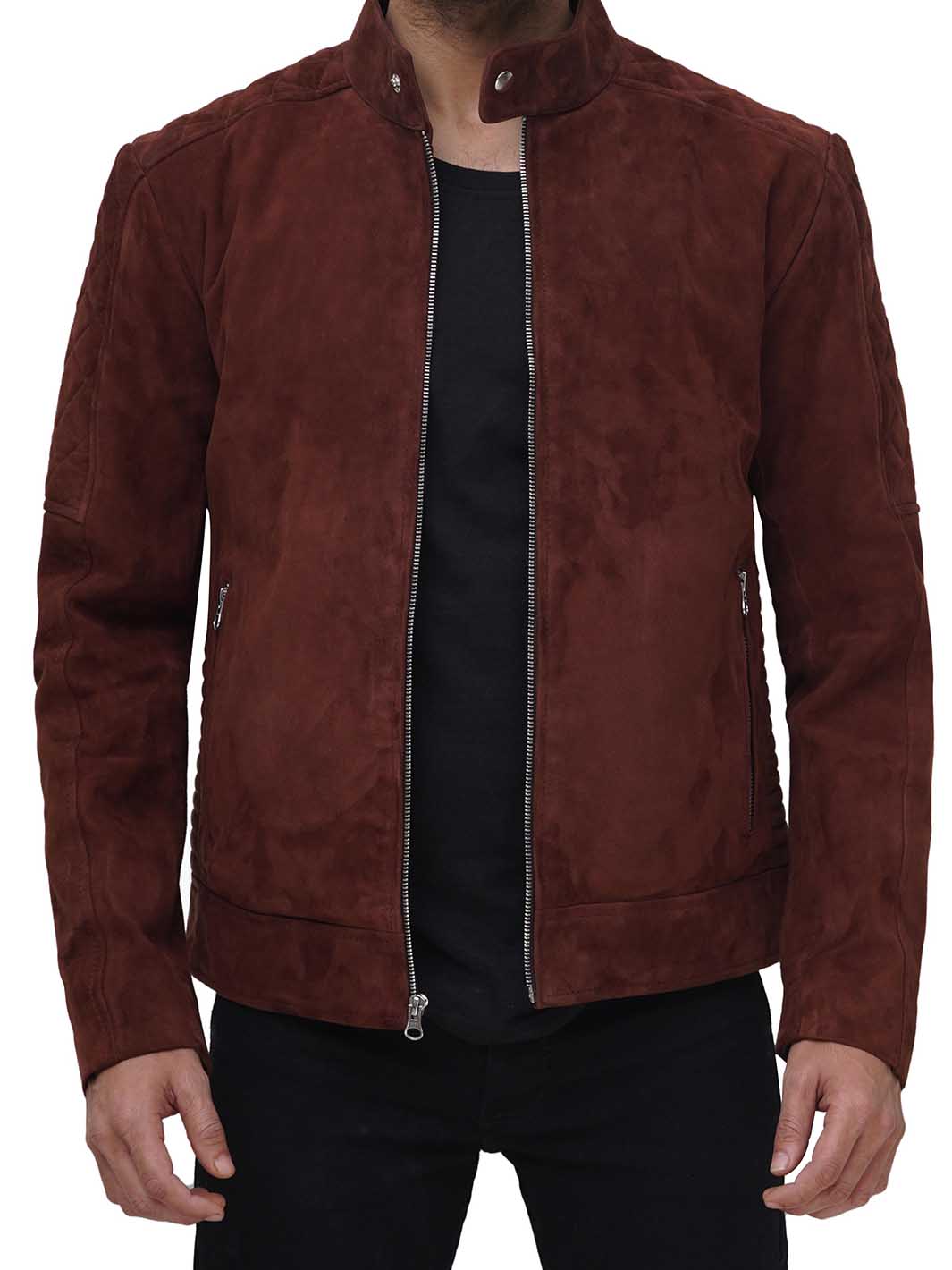 mens brown Suede Leather Jacket