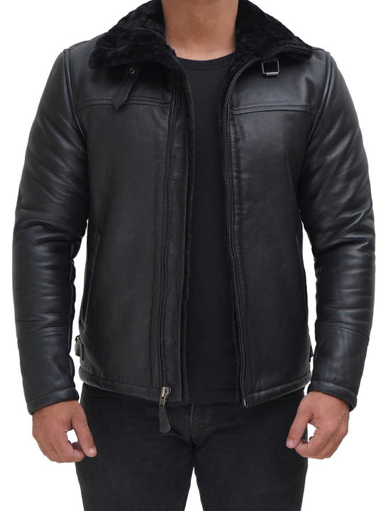 black shearling jacket mens