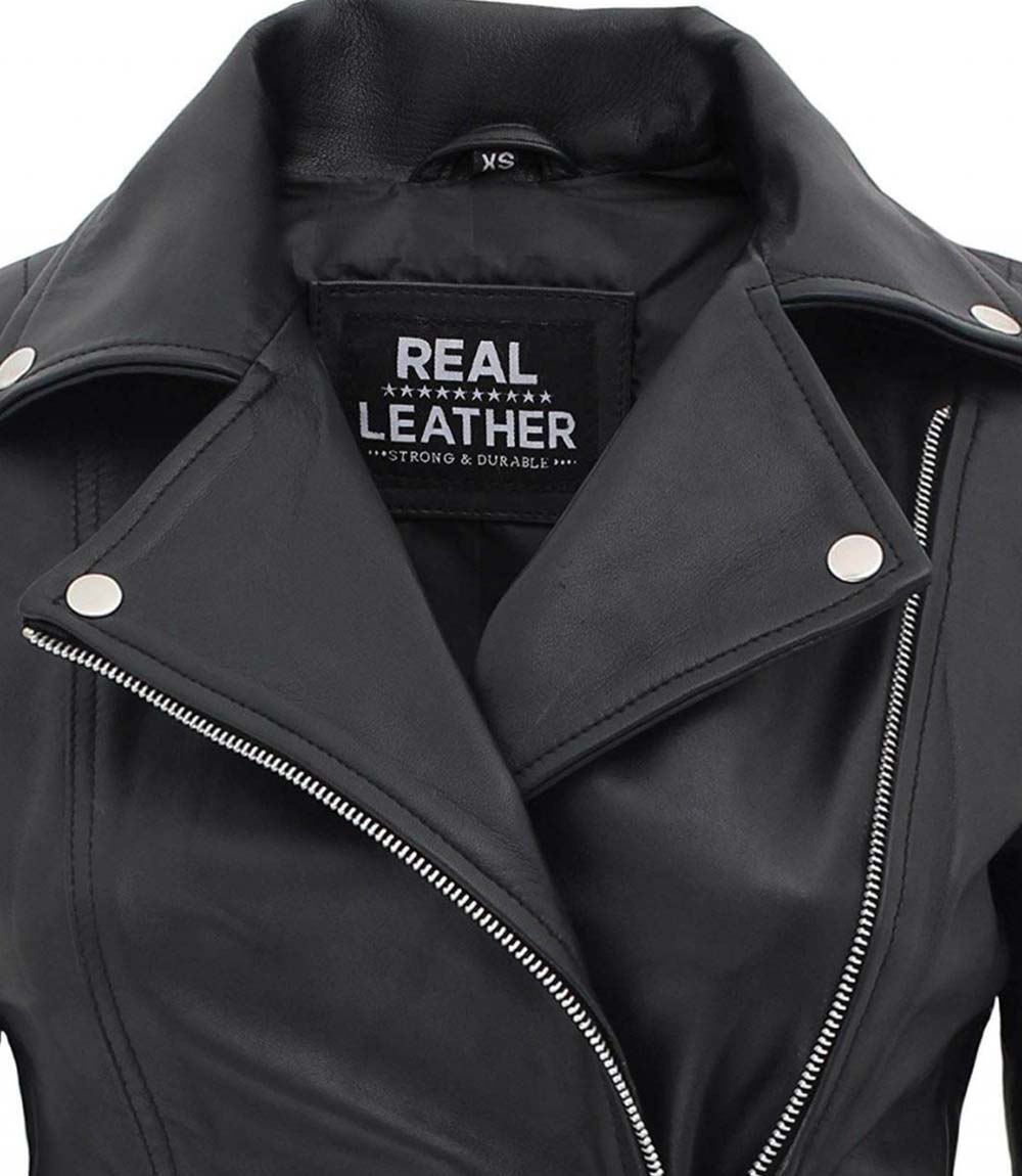 Women Black Quilted Cafe Racer Leather Jacket | Elegant Look – Decrum